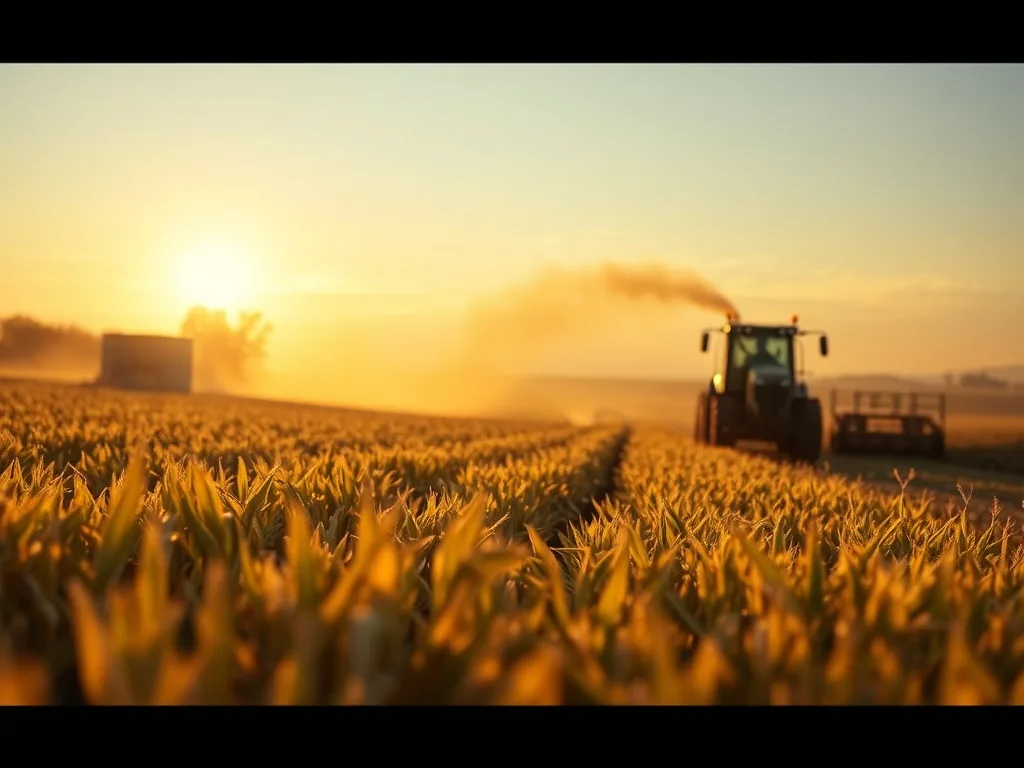 Pulvérisateur en traitement herbicide sur une parcelle agricole, avec des adventices en cours de dessèchement.